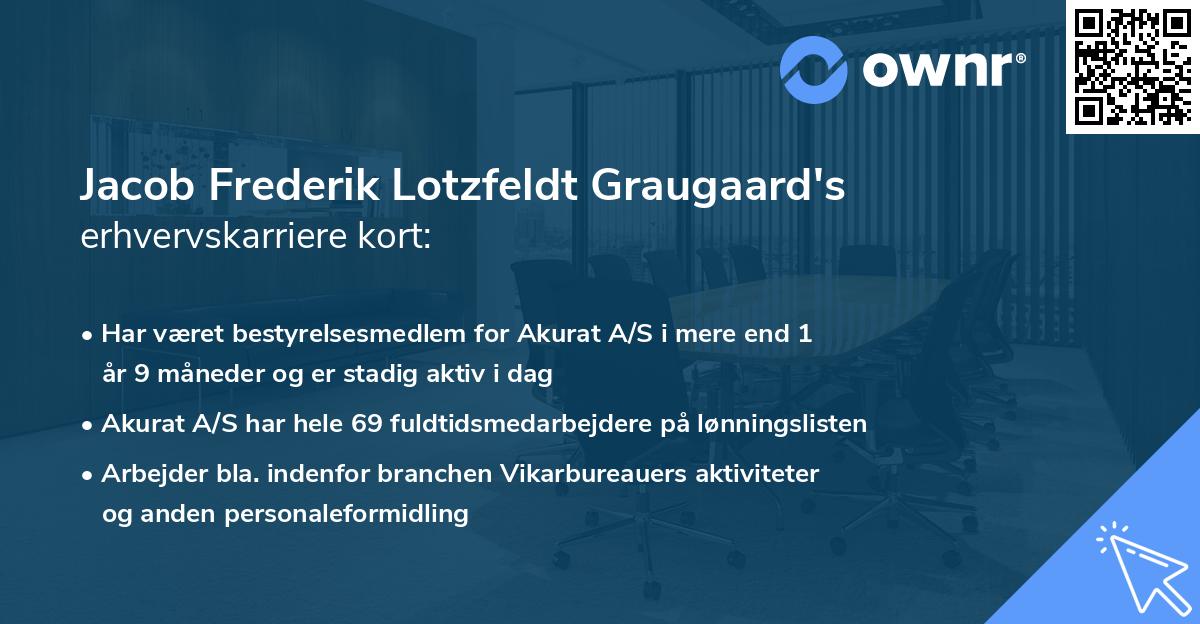 Jacob Frederik Lotzfeldt Graugaard's erhvervskarriere kort