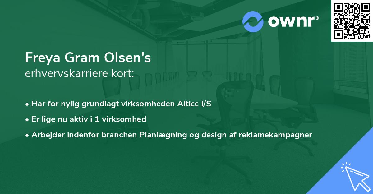 Freya Gram Olsen's erhvervskarriere kort