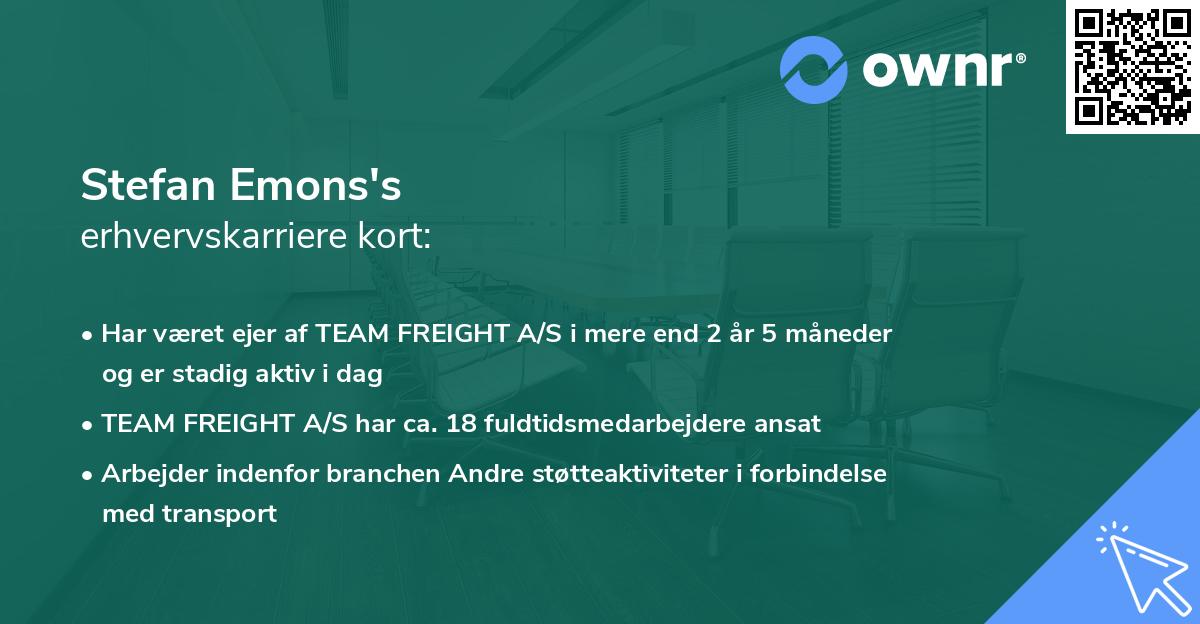 Stefan Emons's erhvervskarriere kort