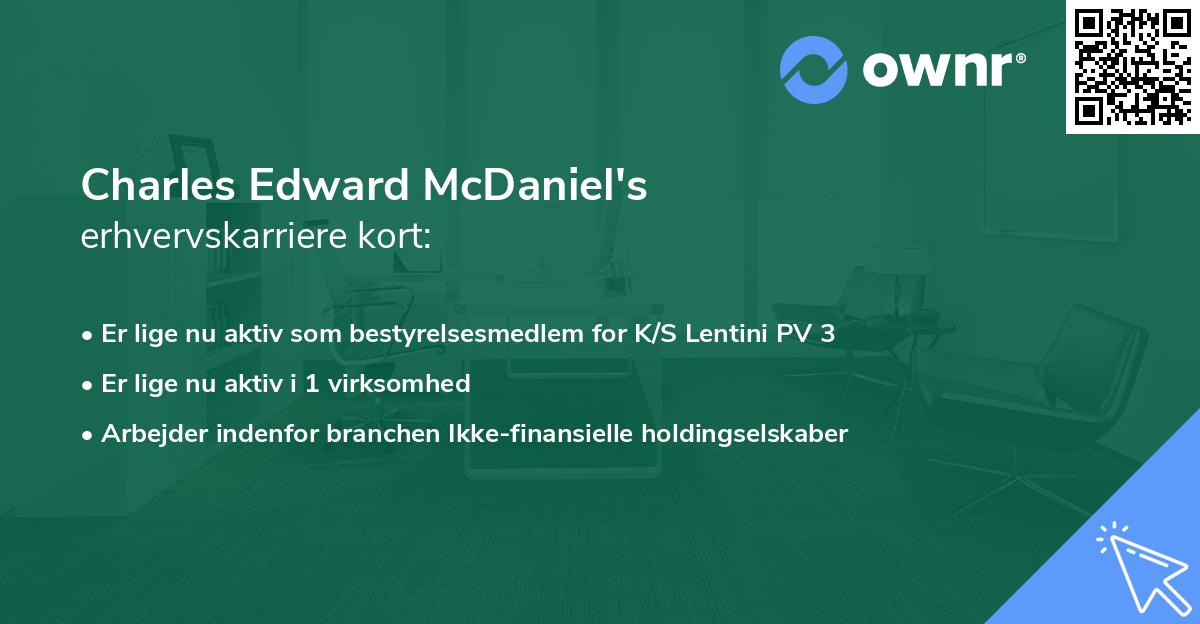 Charles Edward McDaniel's erhvervskarriere kort