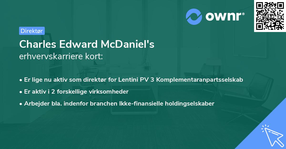 Charles Edward McDaniel's erhvervskarriere kort