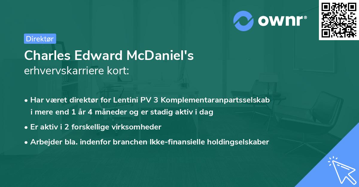 Charles Edward McDaniel's erhvervskarriere kort