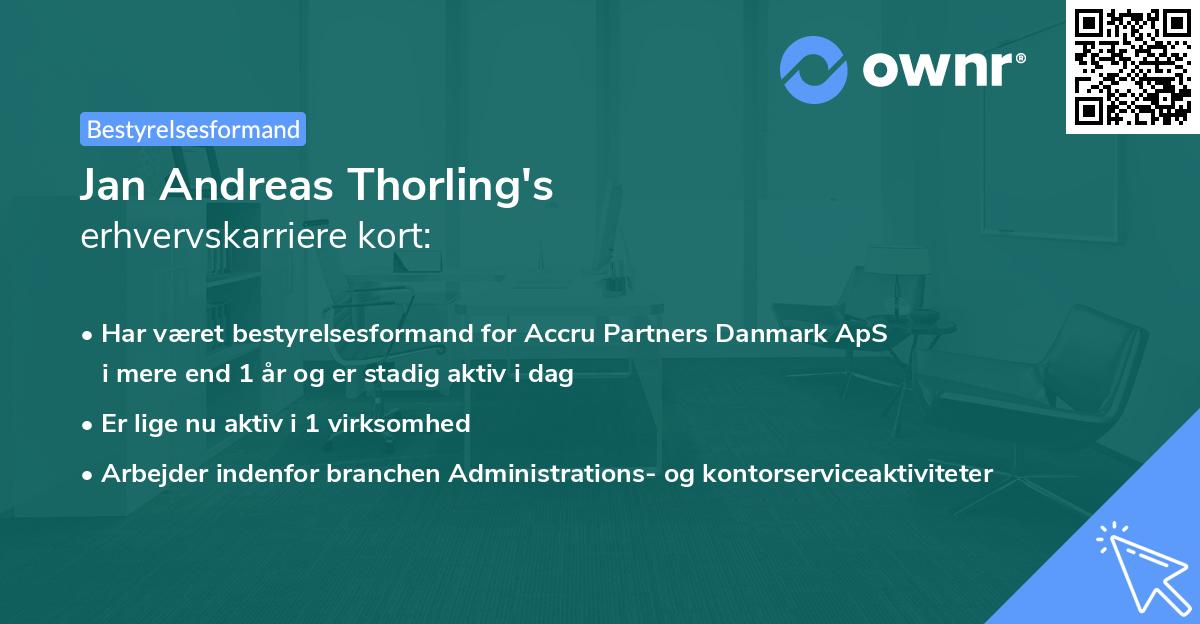Jan Andreas Thorling's erhvervskarriere kort