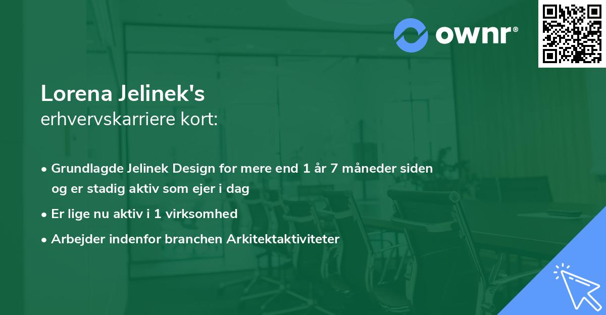 Lorena Jelinek's erhvervskarriere kort