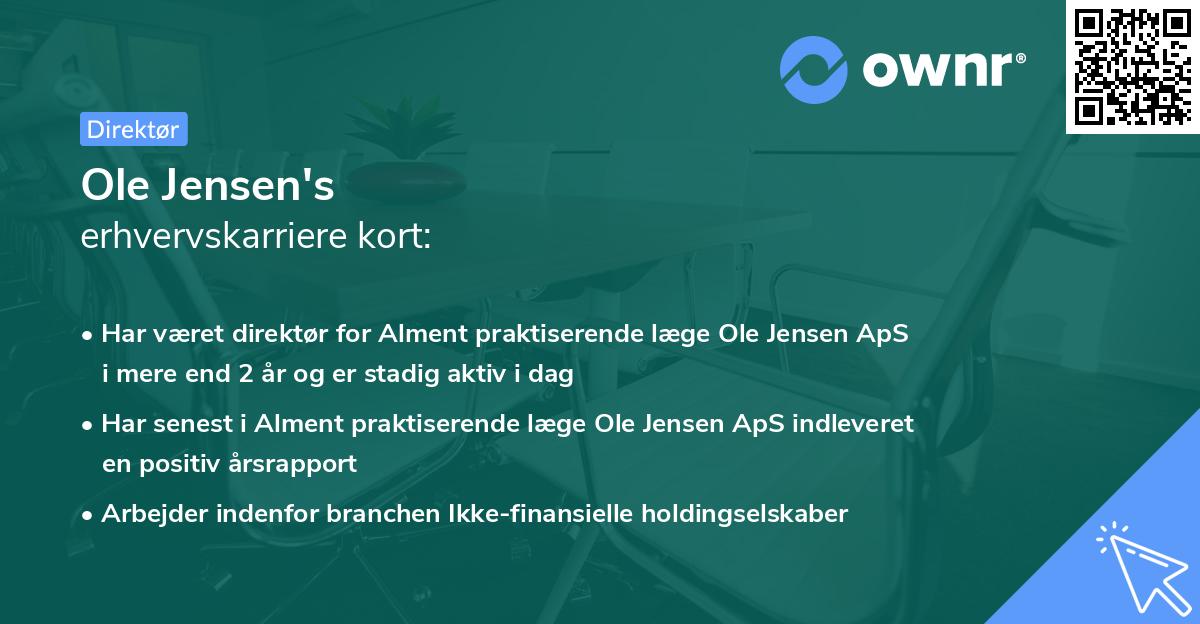 Ole Jensen's erhvervskarriere kort
