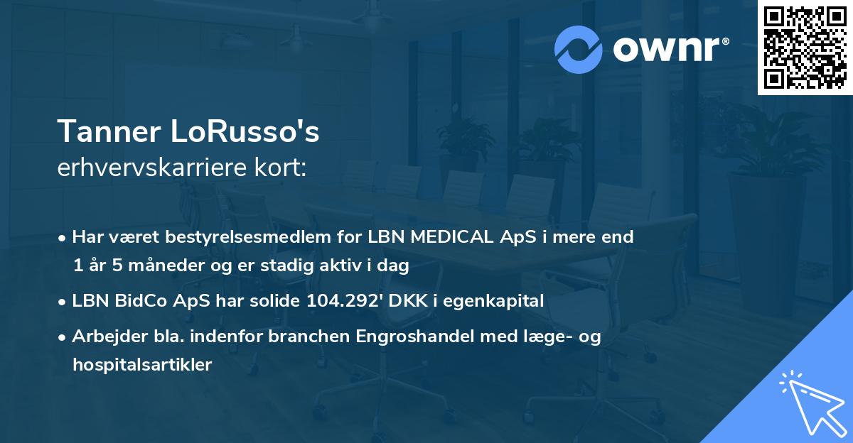 Tanner LoRusso's erhvervskarriere kort