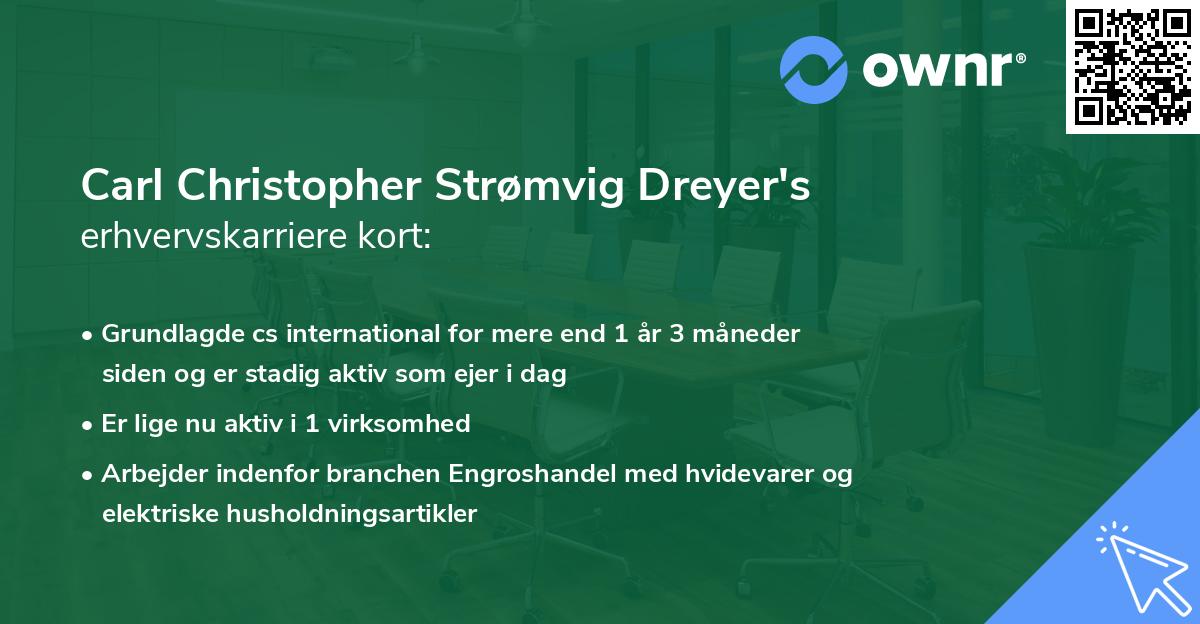 Carl Christopher Strømvig Dreyer's erhvervskarriere kort