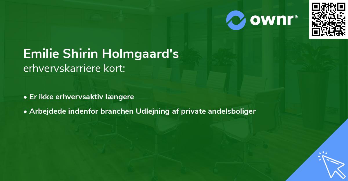 Emilie Shirin Holmgaard's erhvervskarriere kort