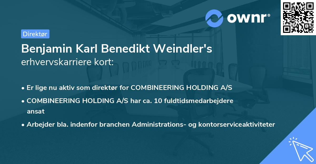 Benjamin Karl Benedikt Weindler's erhvervskarriere kort