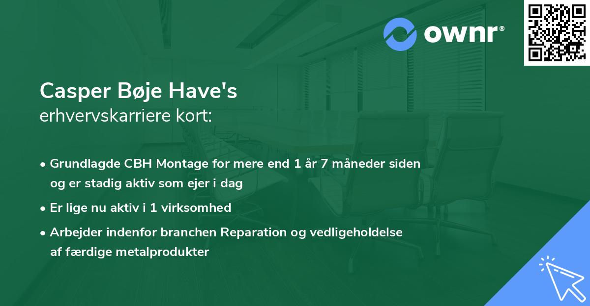 Casper Bøje Have's erhvervskarriere kort