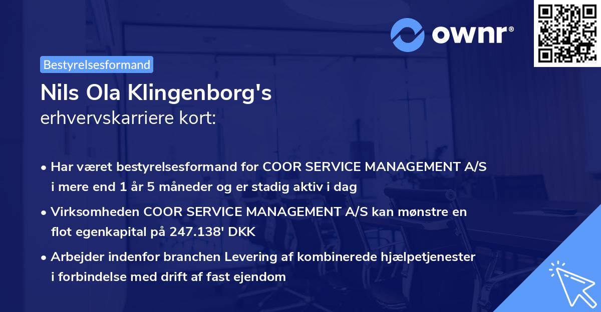 Nils Ola Klingenborg's erhvervskarriere kort