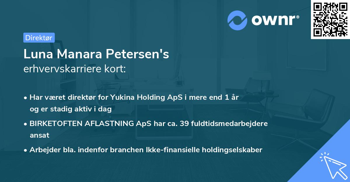 Luna Manara Petersen's erhvervskarriere kort