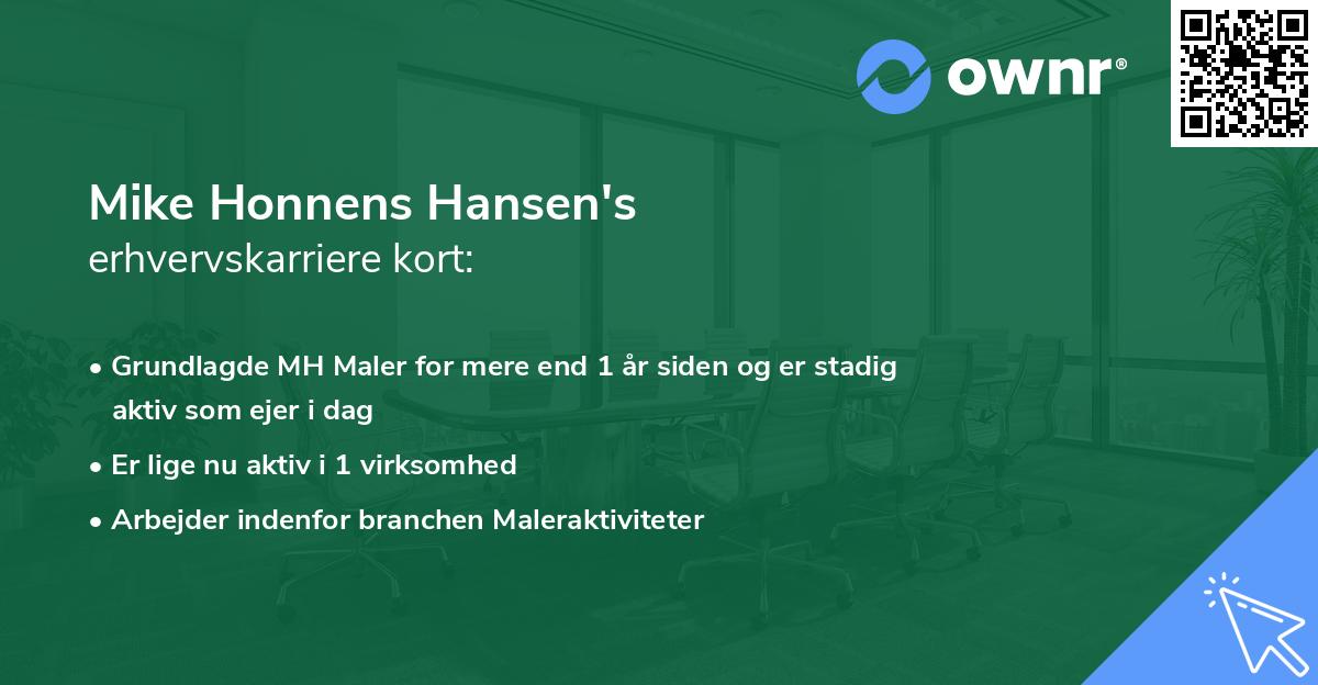 Mike Honnens Hansen's erhvervskarriere kort