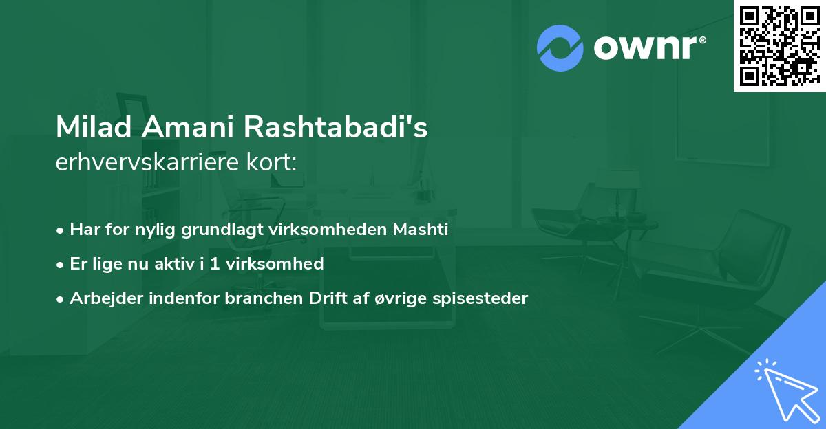 Milad Amani Rashtabadi's erhvervskarriere kort