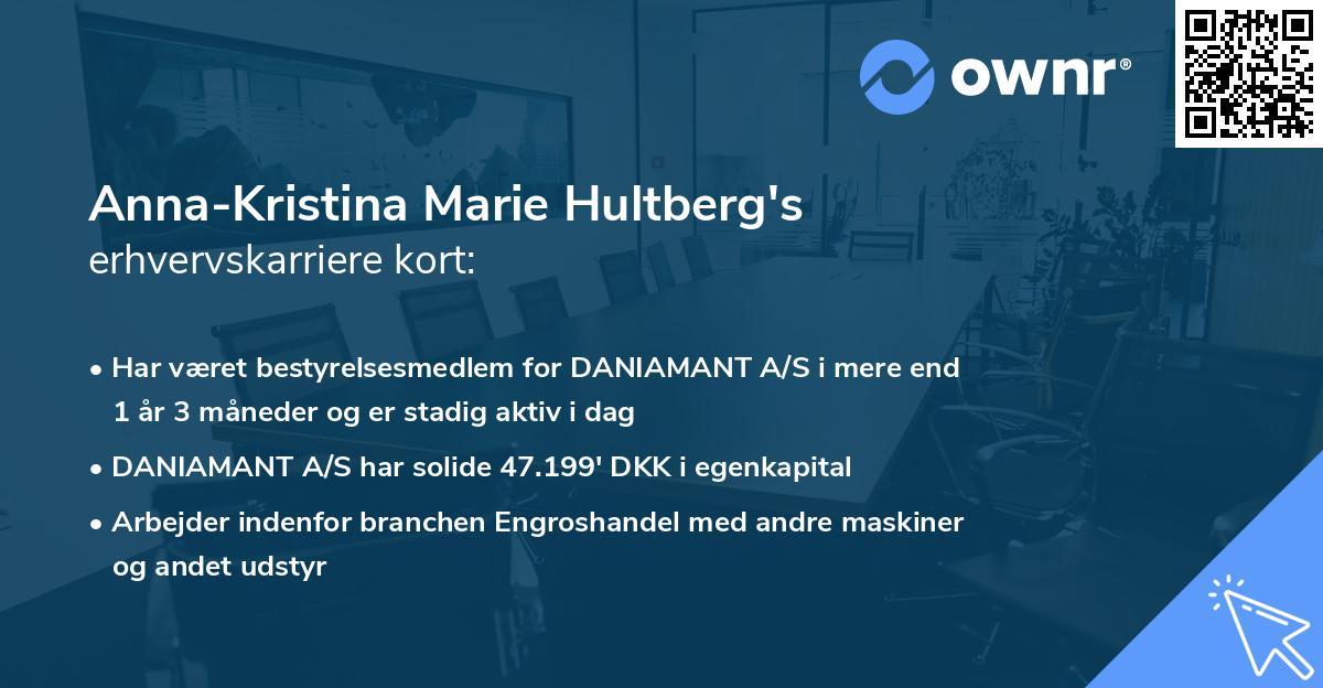 Anna-Kristina Marie Hultberg's erhvervskarriere kort