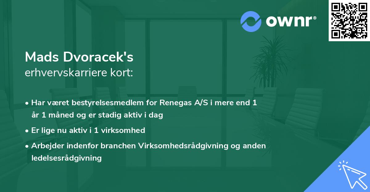 Mads Dvoracek's erhvervskarriere kort