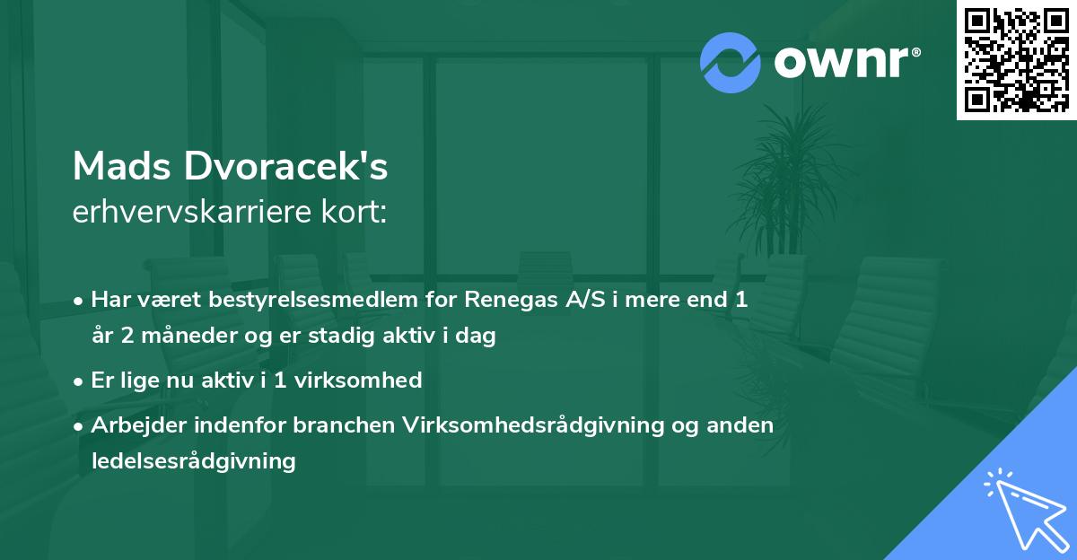Mads Dvoracek's erhvervskarriere kort