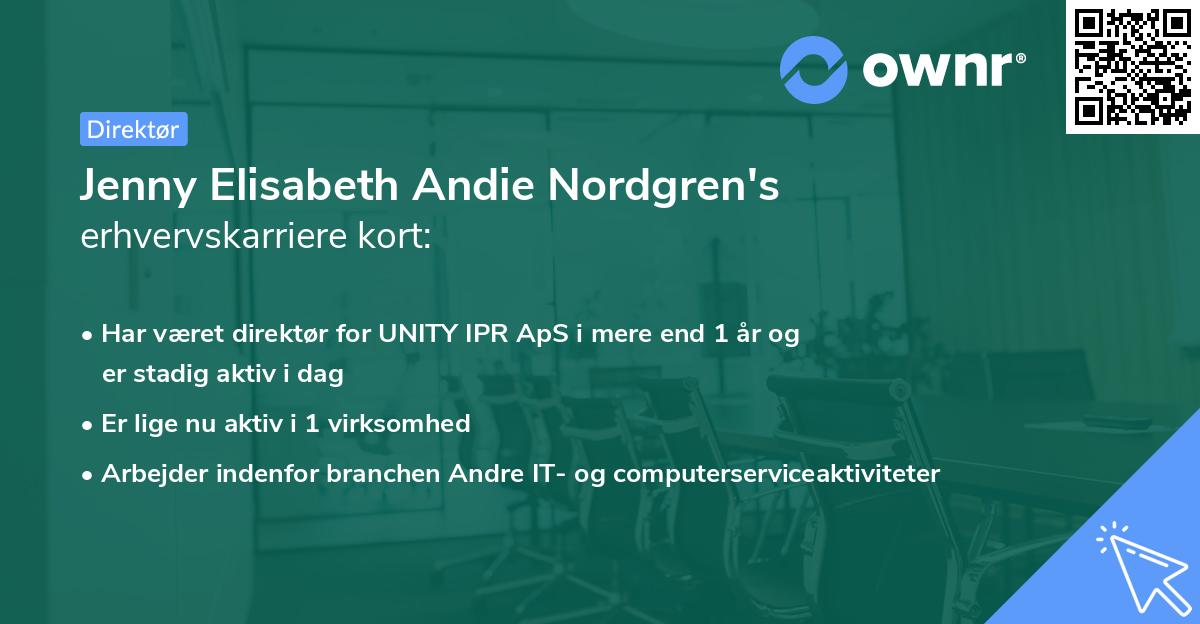 Jenny Elisabeth Andie Nordgren's erhvervskarriere kort