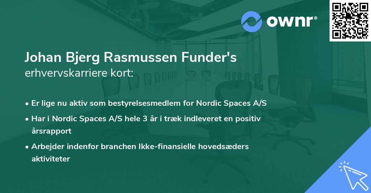 Johan Bjerg Rasmussen Funder's erhvervskarriere kort