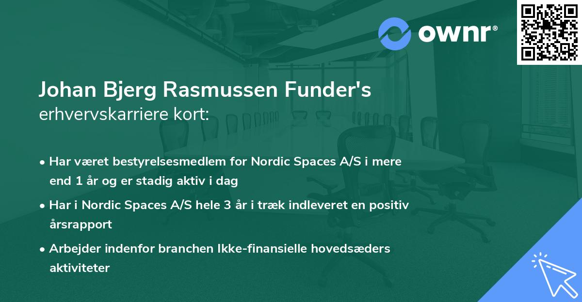 Johan Bjerg Rasmussen Funder's erhvervskarriere kort