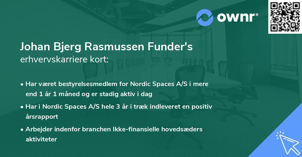 Johan Bjerg Rasmussen Funder's erhvervskarriere kort