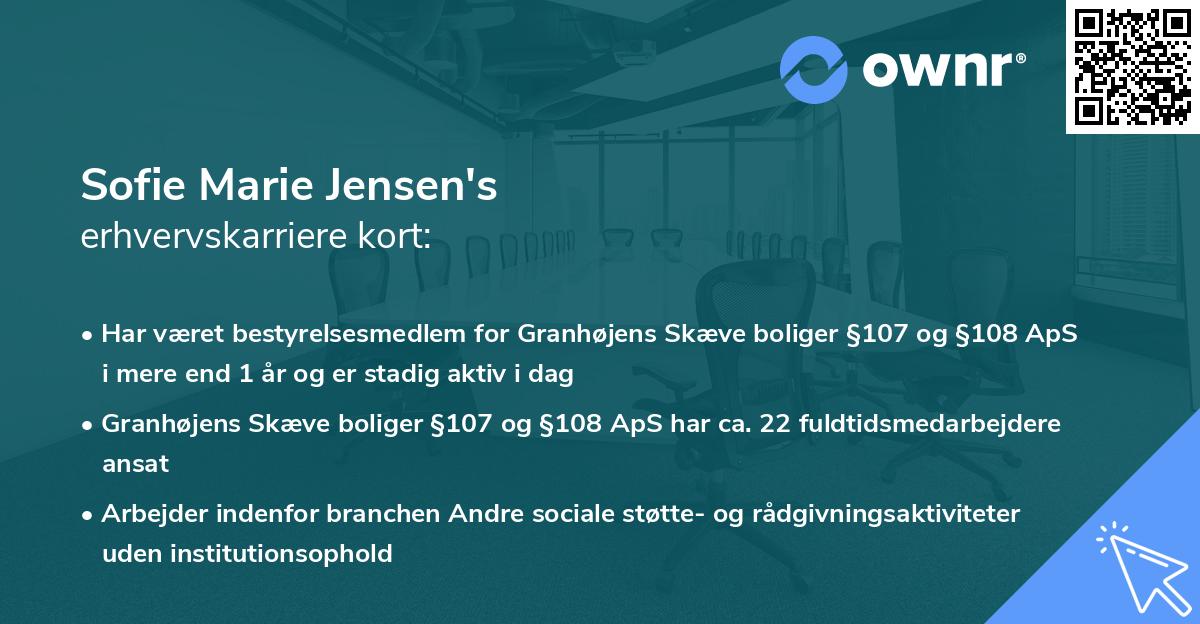 Sofie Marie Jensen's erhvervskarriere kort