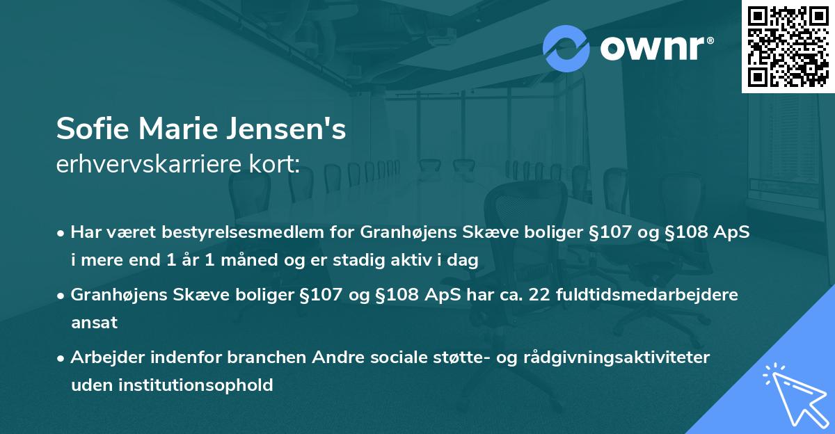 Sofie Marie Jensen's erhvervskarriere kort