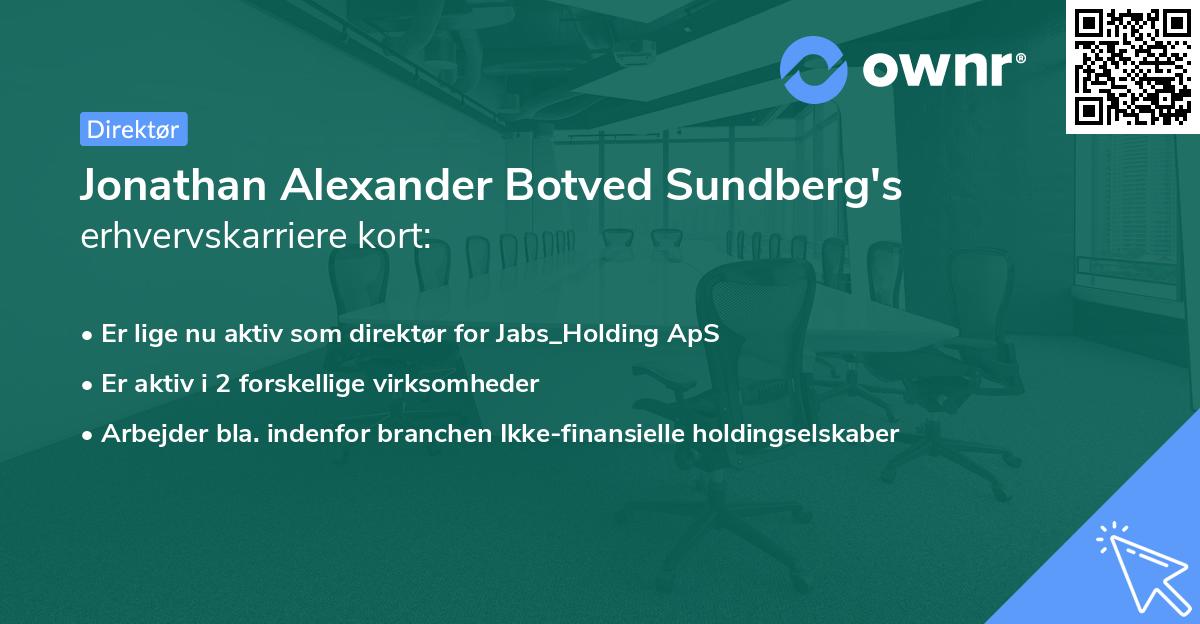 Jonathan Alexander Botved Sundberg's erhvervskarriere kort