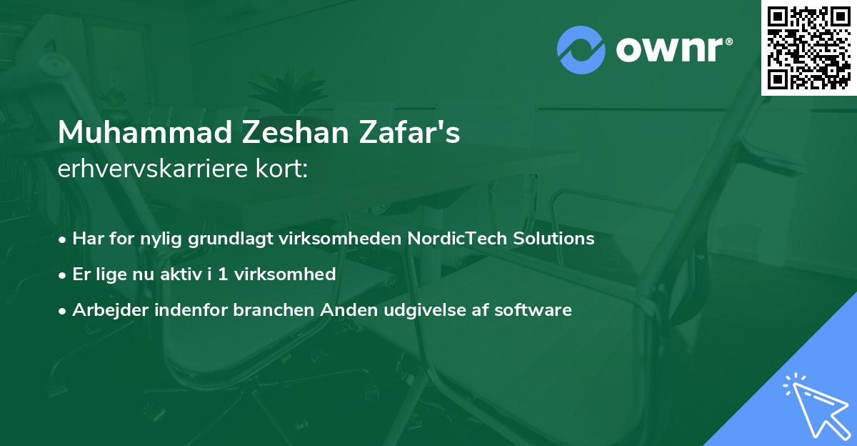 Muhammad Zeshan Zafar's erhvervskarriere kort