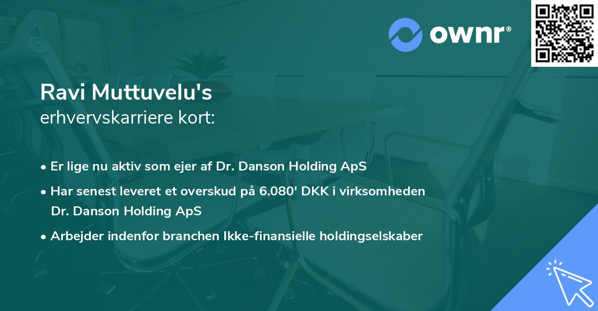 Ravi Muttuvelu's erhvervskarriere kort