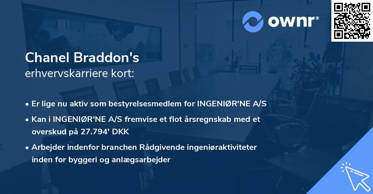 Chanel Braddon's erhvervskarriere kort