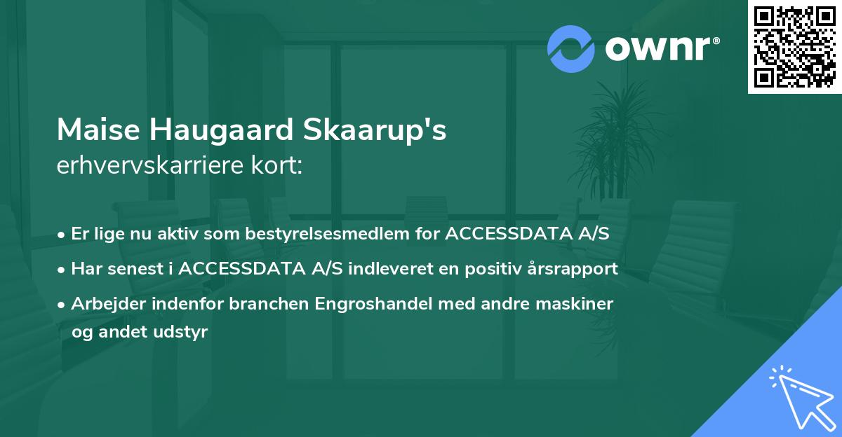 Maise Haugaard Skaarup's erhvervskarriere kort