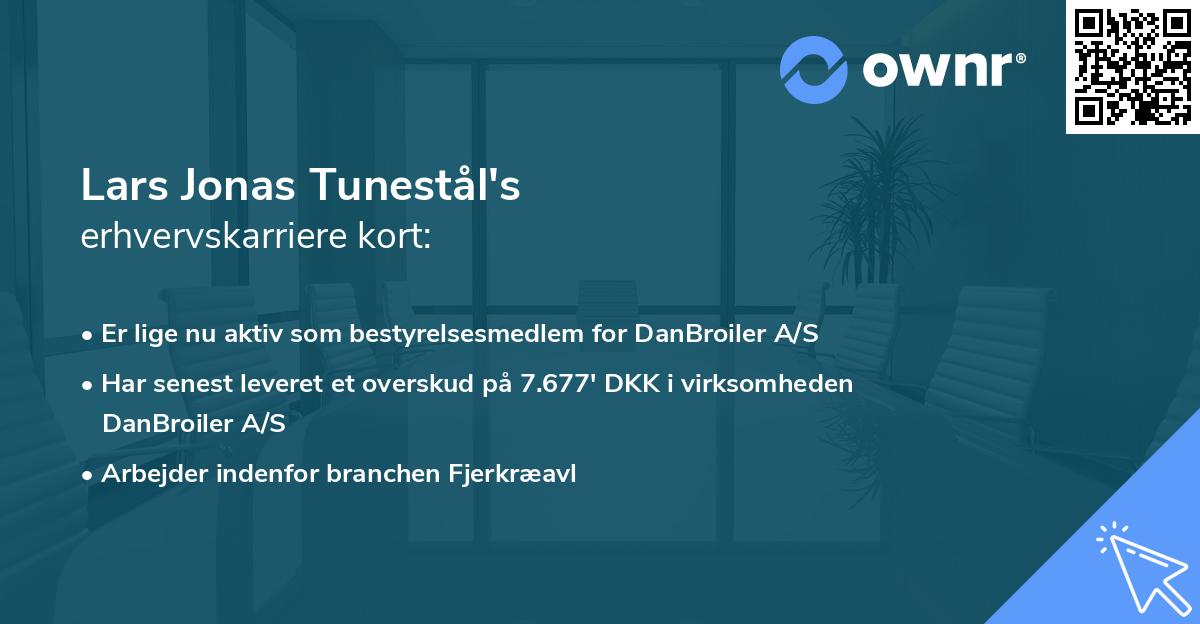 Lars Jonas Tunestål's erhvervskarriere kort