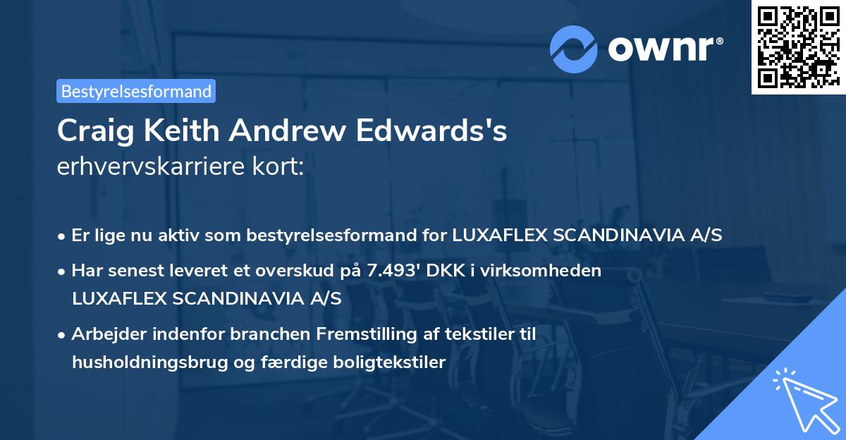 Craig Keith Andrew Edwards's erhvervskarriere kort