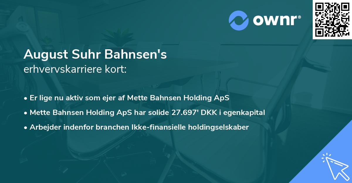 August Suhr Bahnsen's erhvervskarriere kort