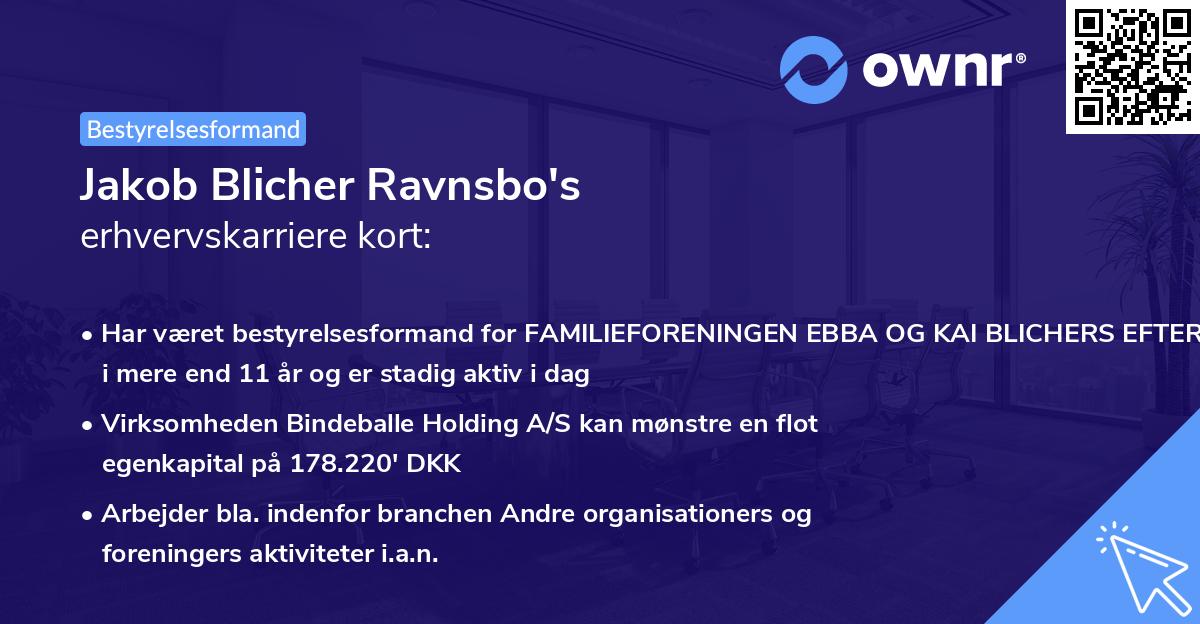 Jakob Blicher Ravnsbo's erhvervskarriere kort