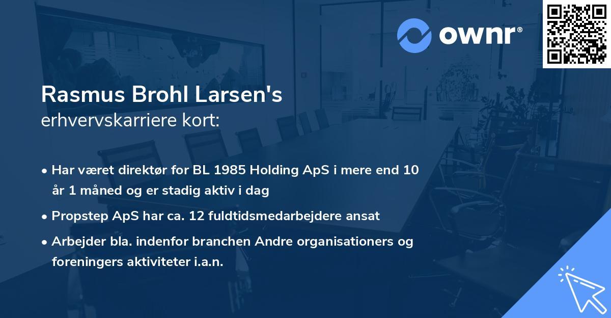 Rasmus Brohl Larsen's erhvervskarriere kort