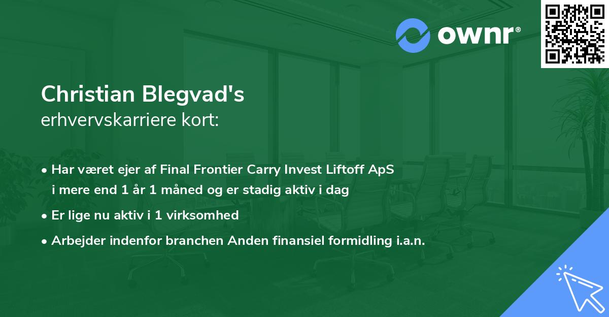Christian Blegvad's erhvervskarriere kort