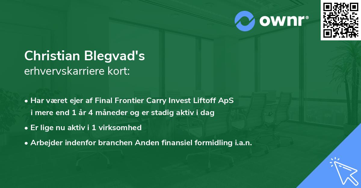 Christian Blegvad's erhvervskarriere kort