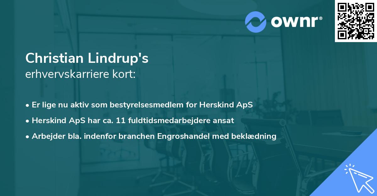 Christian Lindrup's erhvervskarriere kort