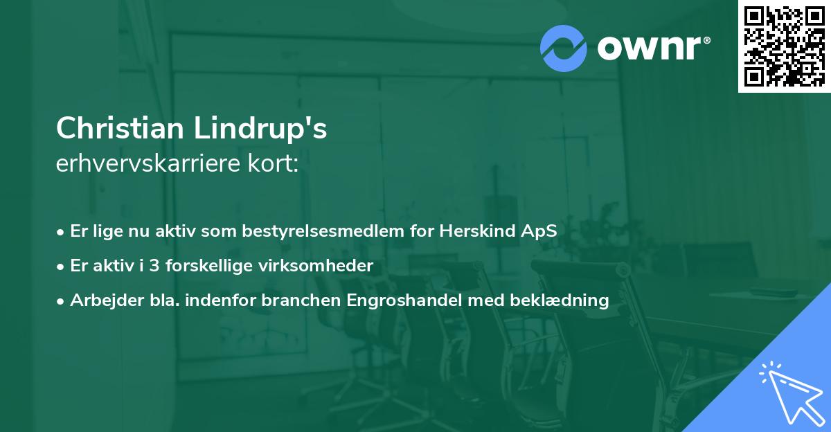 Christian Lindrup's erhvervskarriere kort