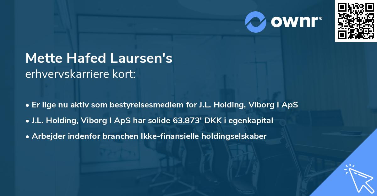 Mette Hafed Laursen's erhvervskarriere kort