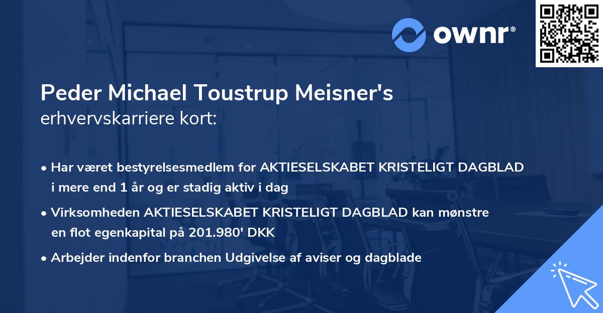 Peder Michael Toustrup Meisner's erhvervskarriere kort