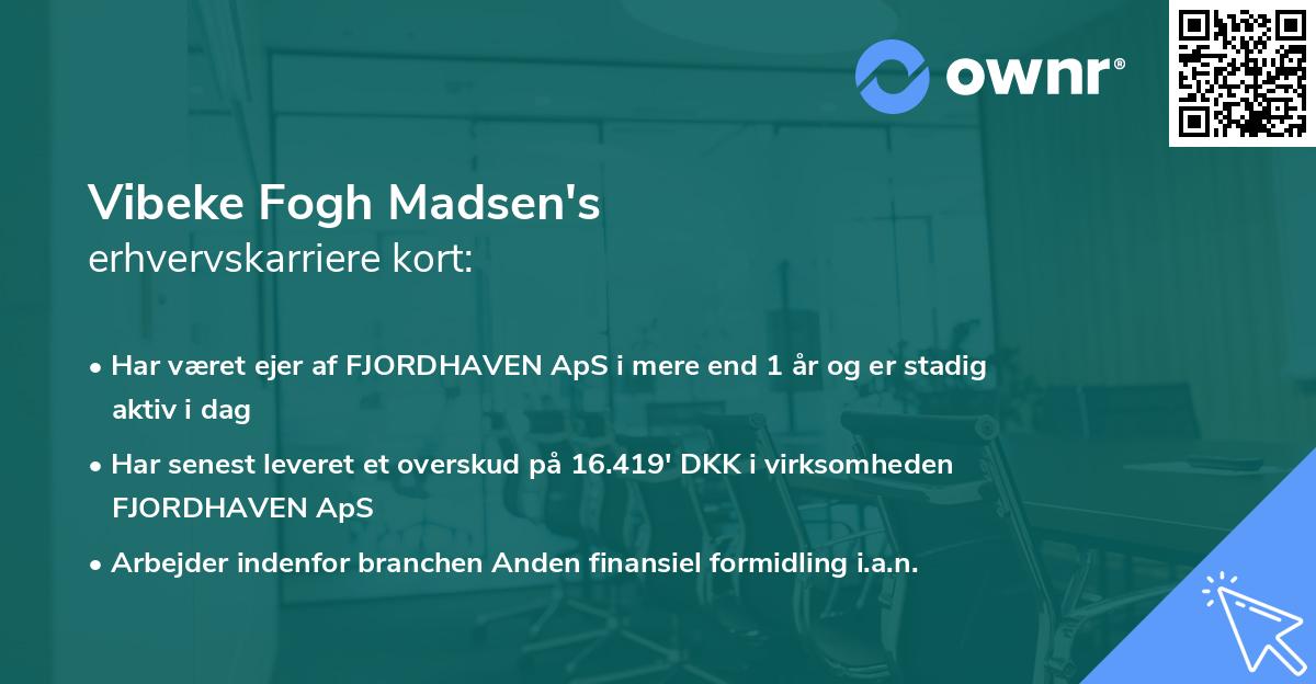 Vibeke Fogh Madsen's erhvervskarriere kort