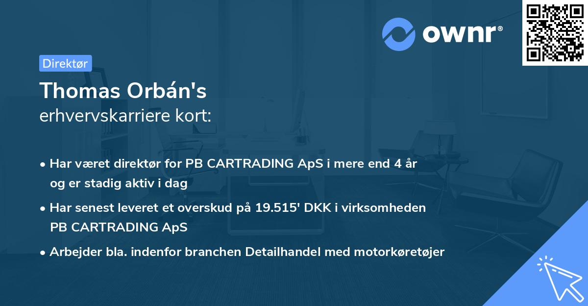 Thomas Orbán's erhvervskarriere kort