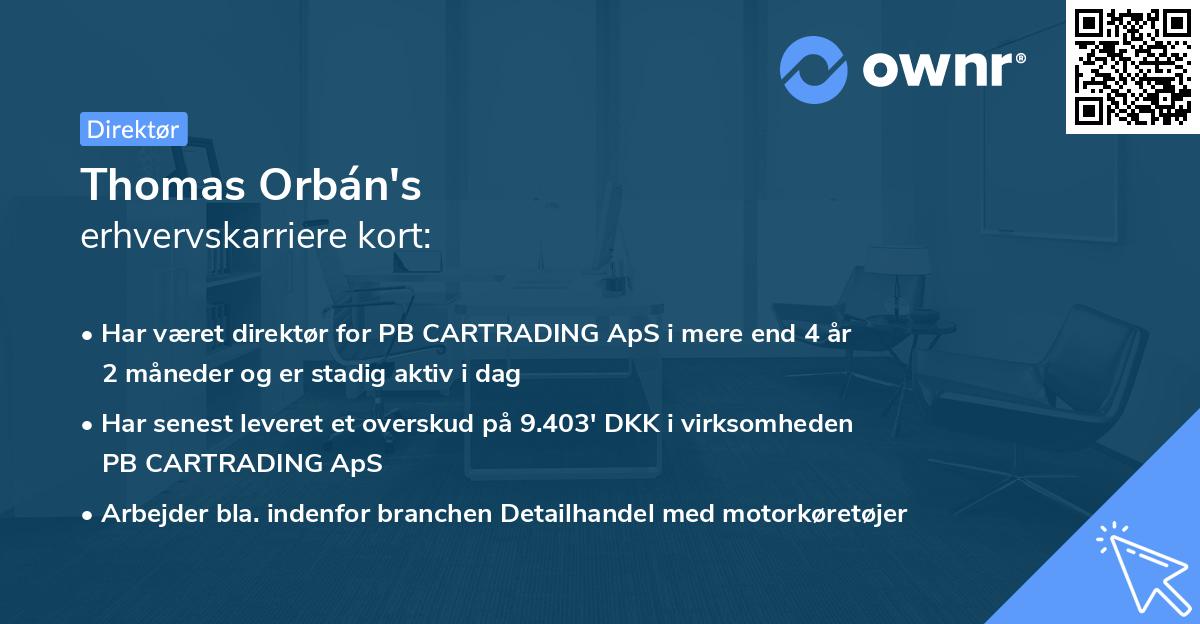 Thomas Orbán's erhvervskarriere kort