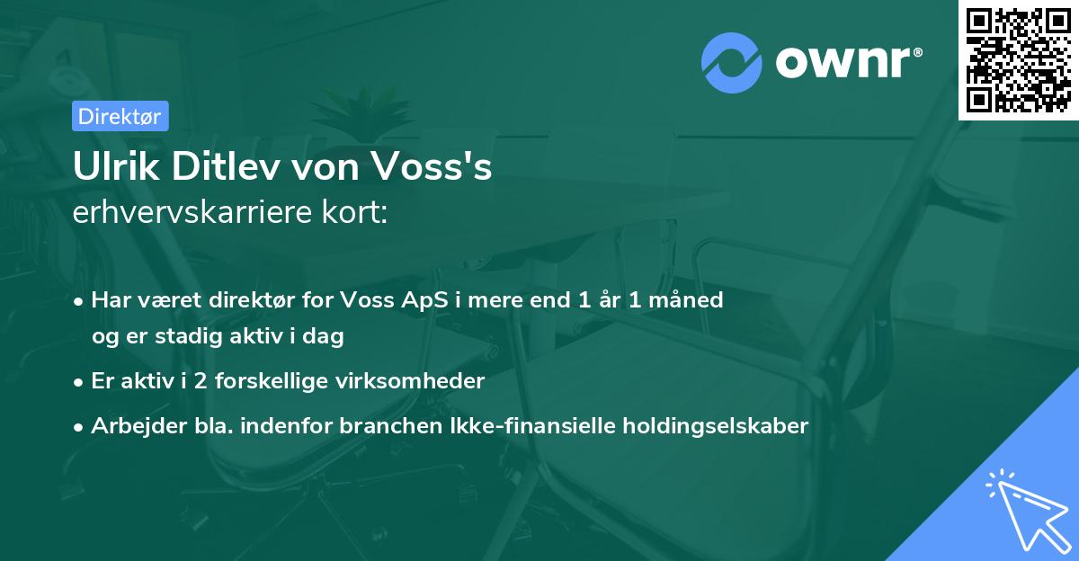 Ulrik Ditlev von Voss's erhvervskarriere kort