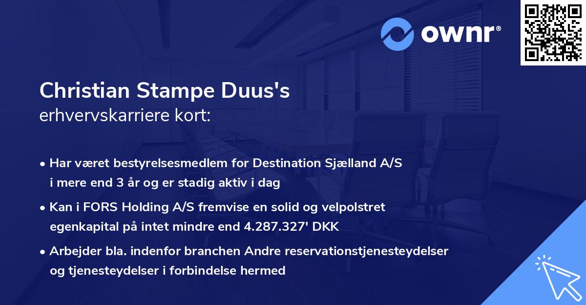 Christian Stampe Duus's erhvervskarriere kort