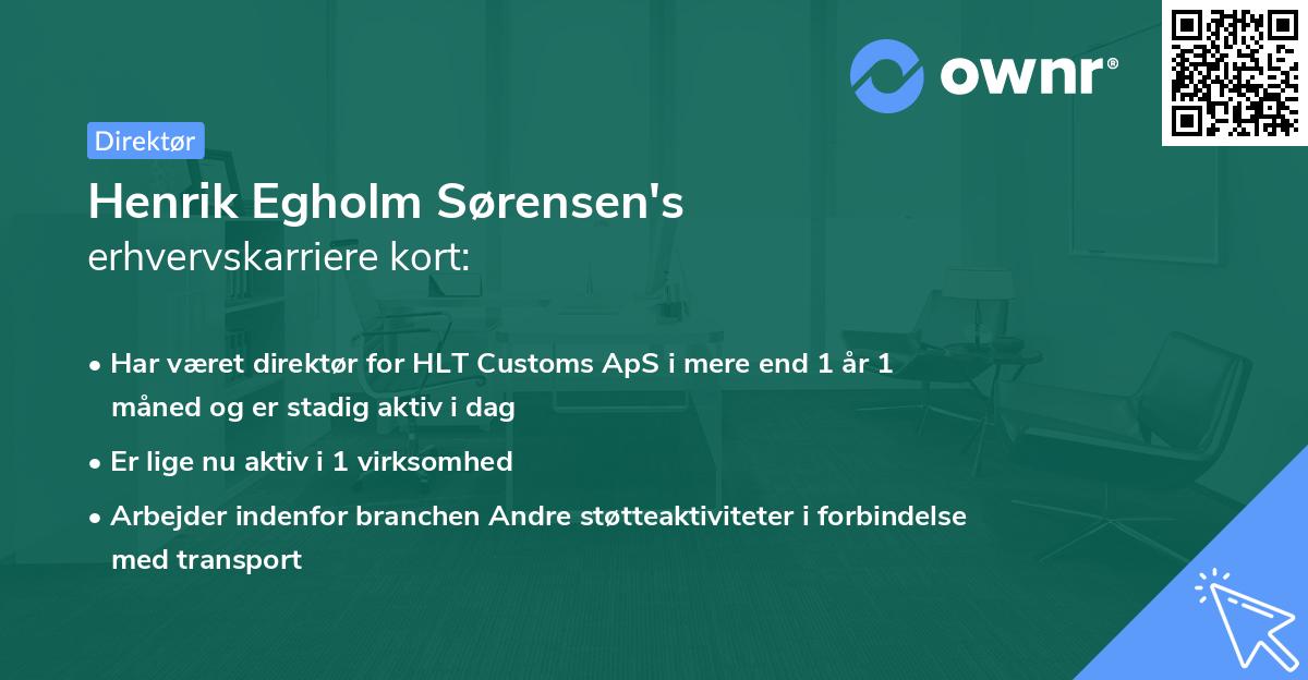 Henrik Egholm Sørensen's erhvervskarriere kort