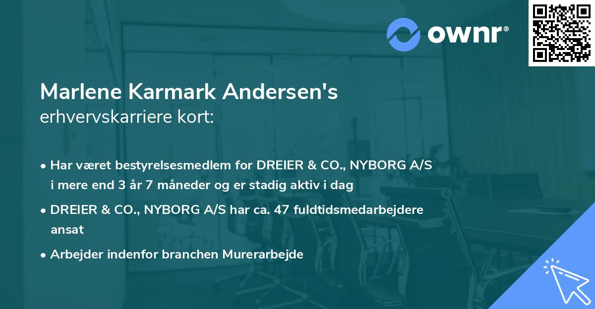 Marlene Karmark Andersen's erhvervskarriere kort
